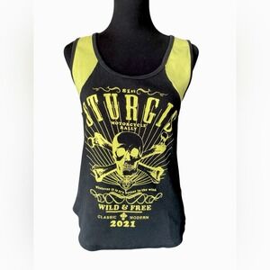Sturgis Wild & Free 81st Motorcycle Rally 2021 Black & Yellow Tank, Medium